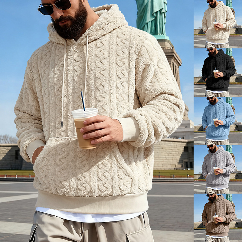 Sherpa Hoodie Fleece - Мужская флисовая толстовка с капюшоном, зимняя