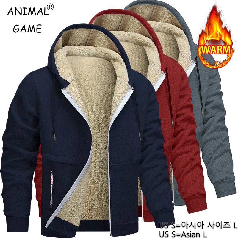 Sherpa Hoodie Fleece - Мужская повседневная флисовая толстовка с капюшоном