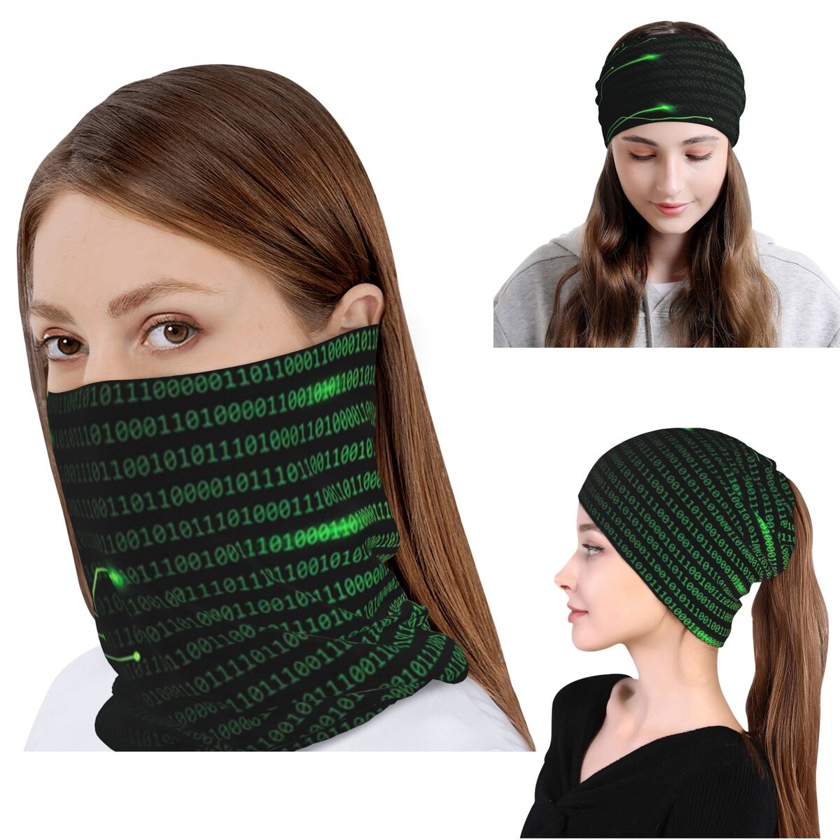 Neck Gaiter Fleece - Плед с принтом «Бинарный код» и
