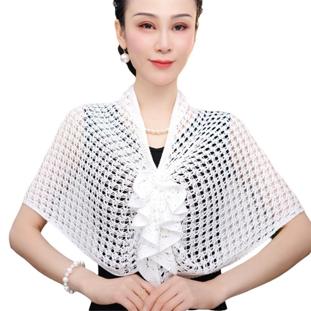 Shawl Wrap Winter - Блестящий ажурный кардиган с застежкой спереди,