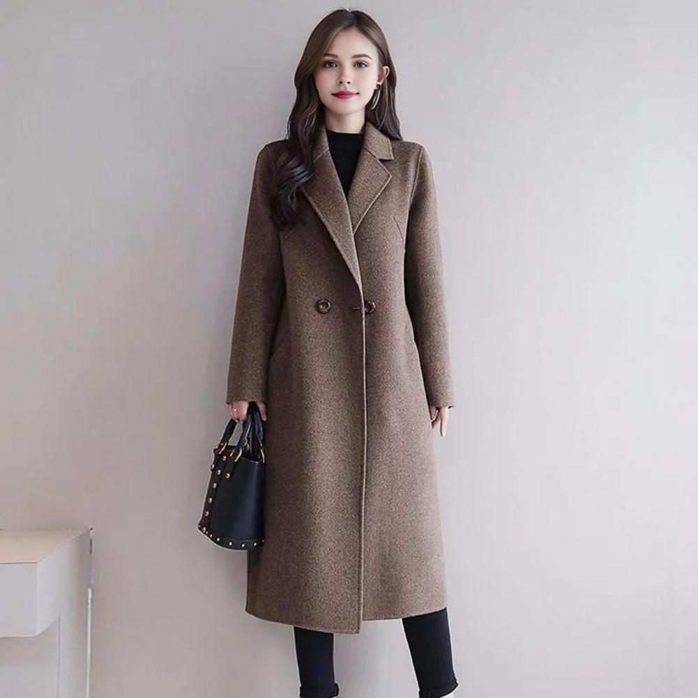 Wool Coat Peacoat - Женское шерстяное пальто средней длины, повседневное,