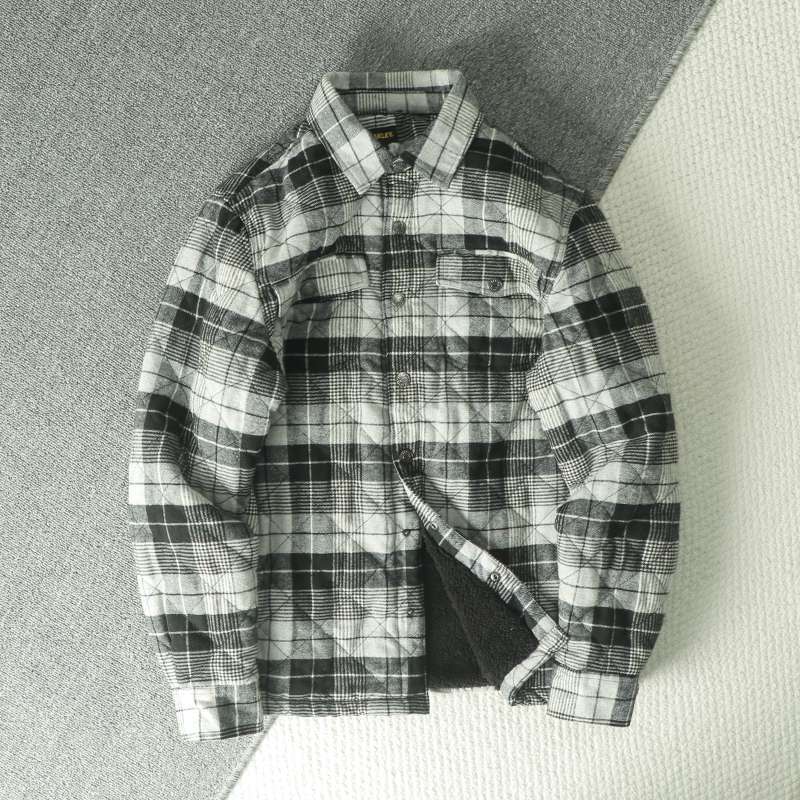 Flannel Shirt Lined - Осень-зима, мужская клетчатая фланелевая флисовая куртка-рубашка