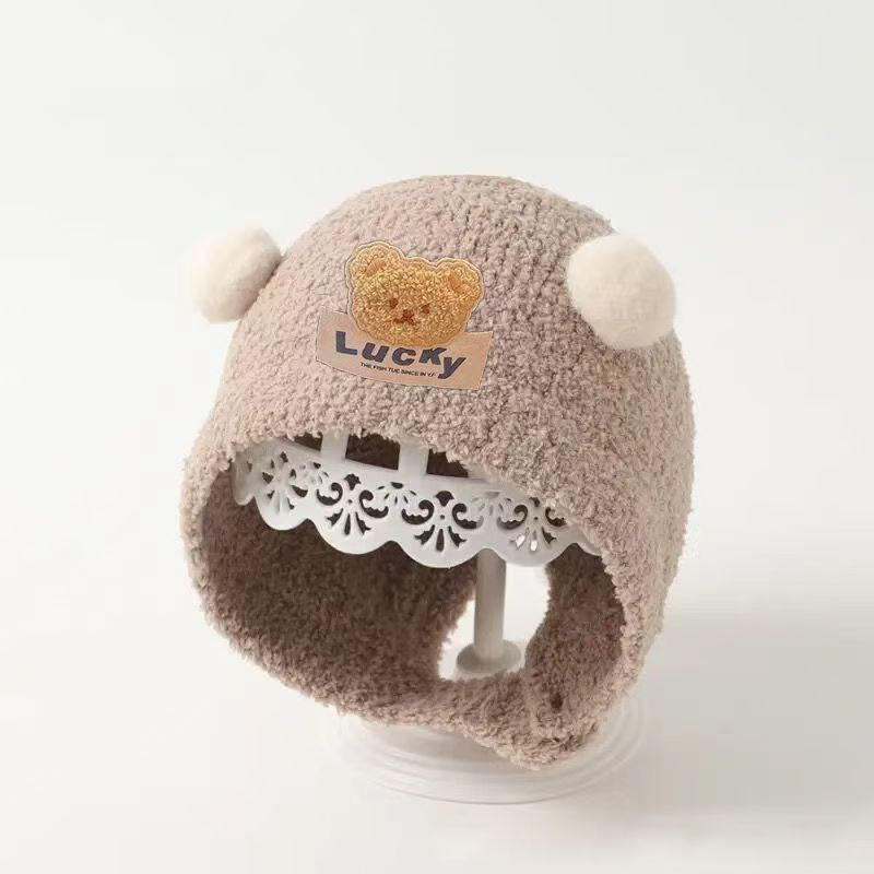 Knit Beanie Hat Warm - Милая детская шапка с ушками медвежонка,