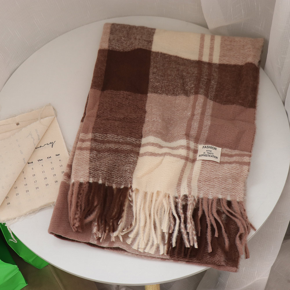 Wool Scarf Men - Повседневный ветрозащитный шерстяной шарф в клетку