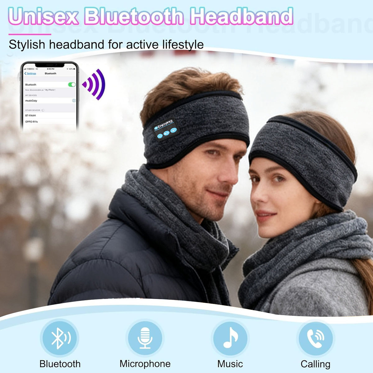 Winter Headband Fleece - Беспроводные Bluetooth-наушники, повязка на голову, спортивная
