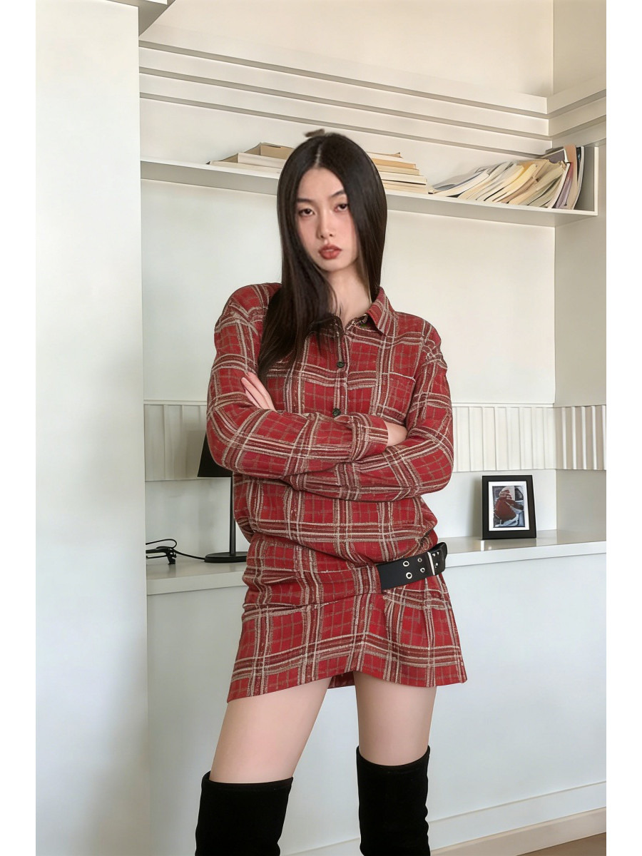 Flannel Shirt Lined - Платье-рубашка в стиле панк с клетчатым