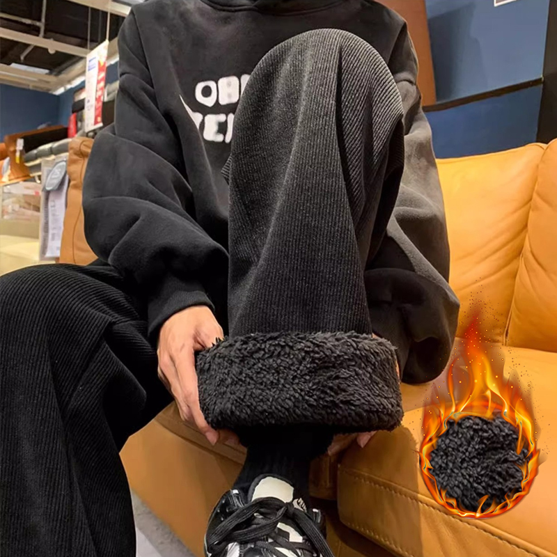 Corduroy Pant Warm - Толстые мужские брюки из флиса ягненка,