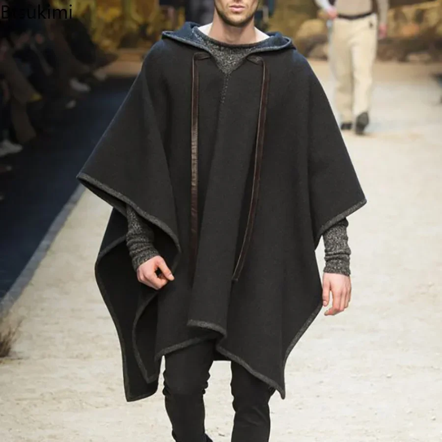 Wool Scarf Men - Новинка 2025, мужские осенне-зимние куртки-шали, винтажные