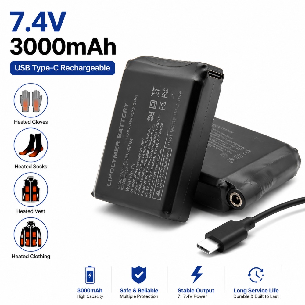 Heated Vest Battery - Литиевые аккумуляторы 7.4V 3000мАч для перчаток