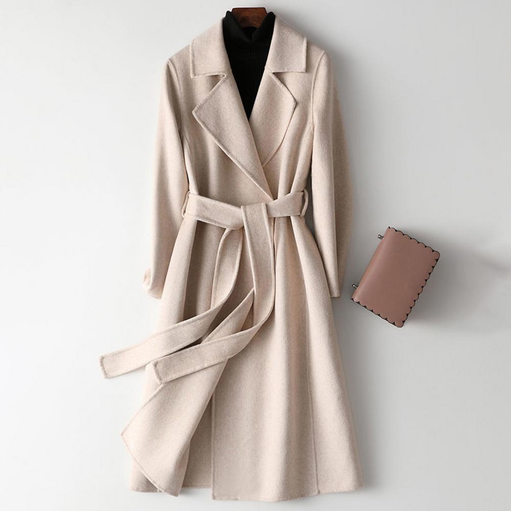 Wool Coat Peacoat - Женское шерстяное пальто-пико с поясом, с