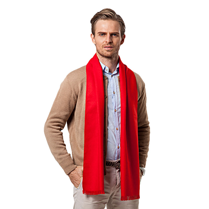 Wool Scarf Men - Модный зимний однотонный мужской красный шарф,