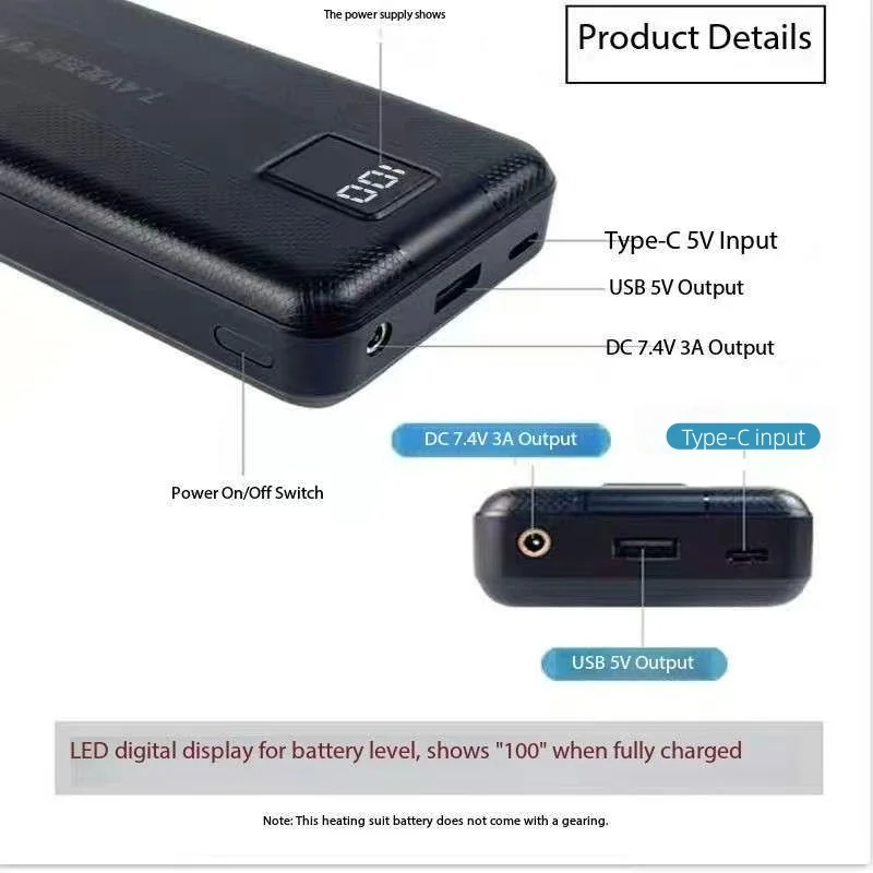 Heated Vest Battery - Новый аккумулятор большой емкости 7,4 В/3