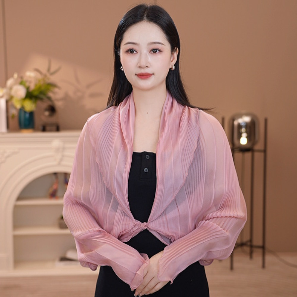 Shawl Wrap Winter - Однотонный солнцезащитный топ с круглым вырезом,