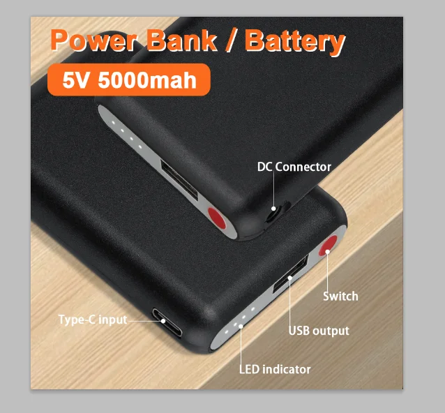 Heated Vest Battery - Power Bank 5 В 5000 мАч,