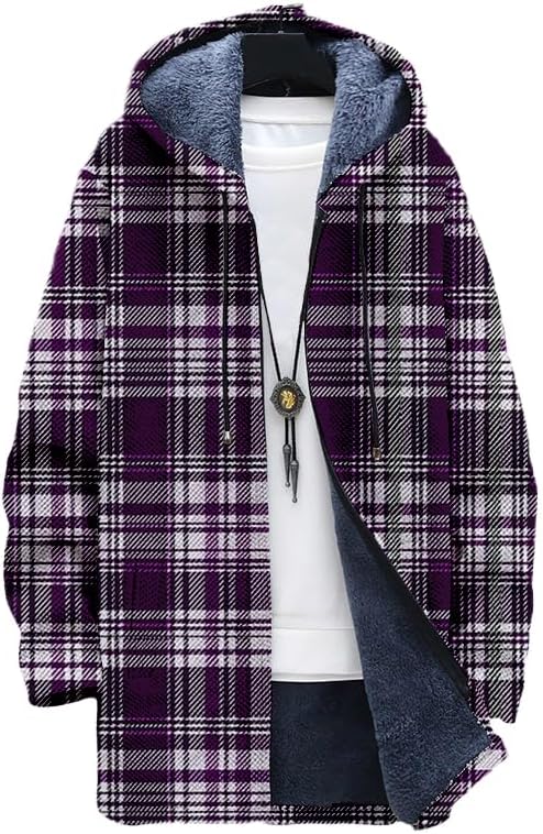 Sherpa Hoodie Fleece - Мужской клетчатый кардиган, толстовка на молнии