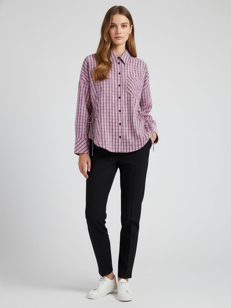 Flannel Shirt Lined - Женская модная рубашка в клетку, элегантный