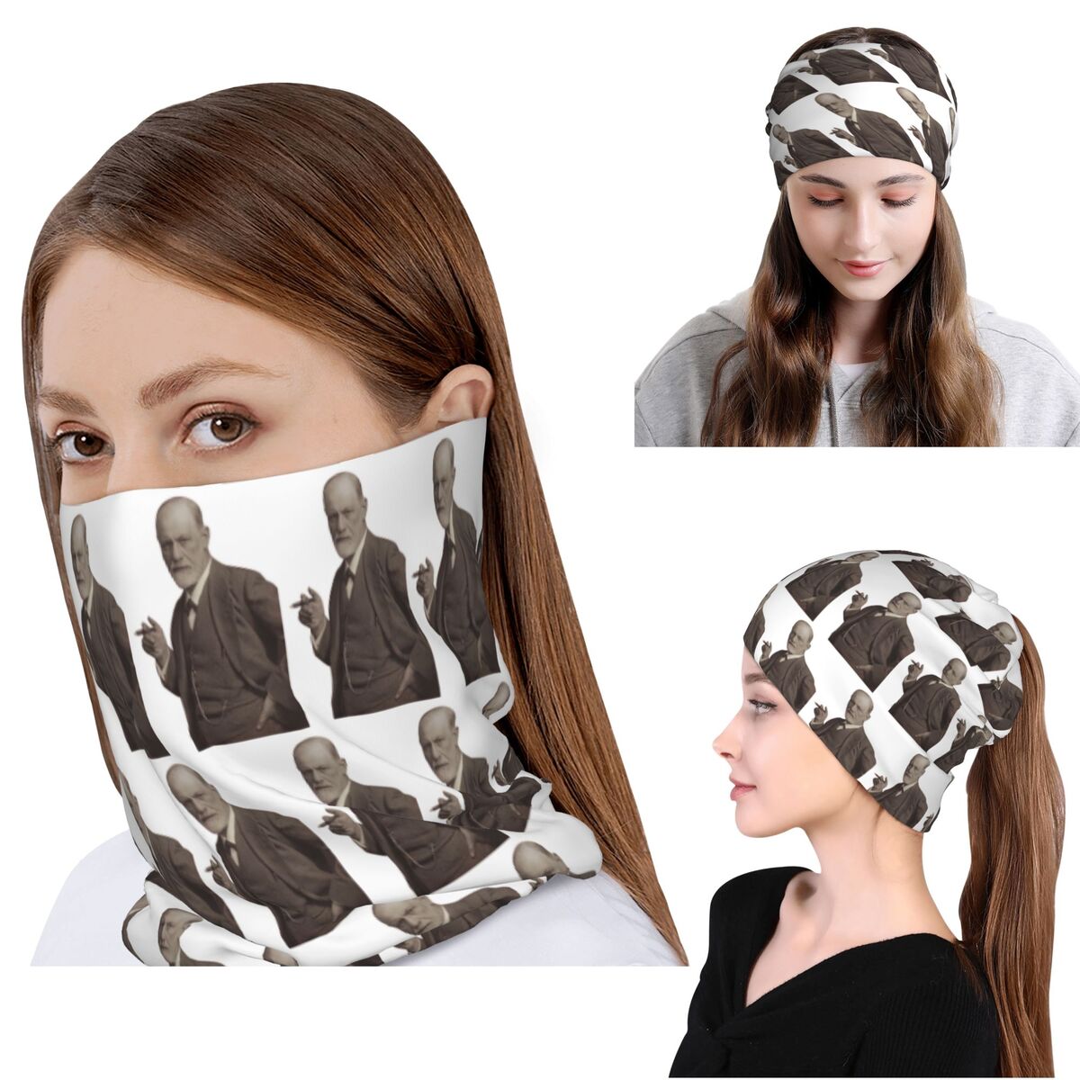 Knit Beanie Hat Warm - Многофункциональный шарф-бандана Freud с изображением сигары,