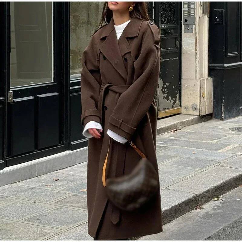 Wool Coat Peacoat - Элегантное серое длинное пальто из искусственного