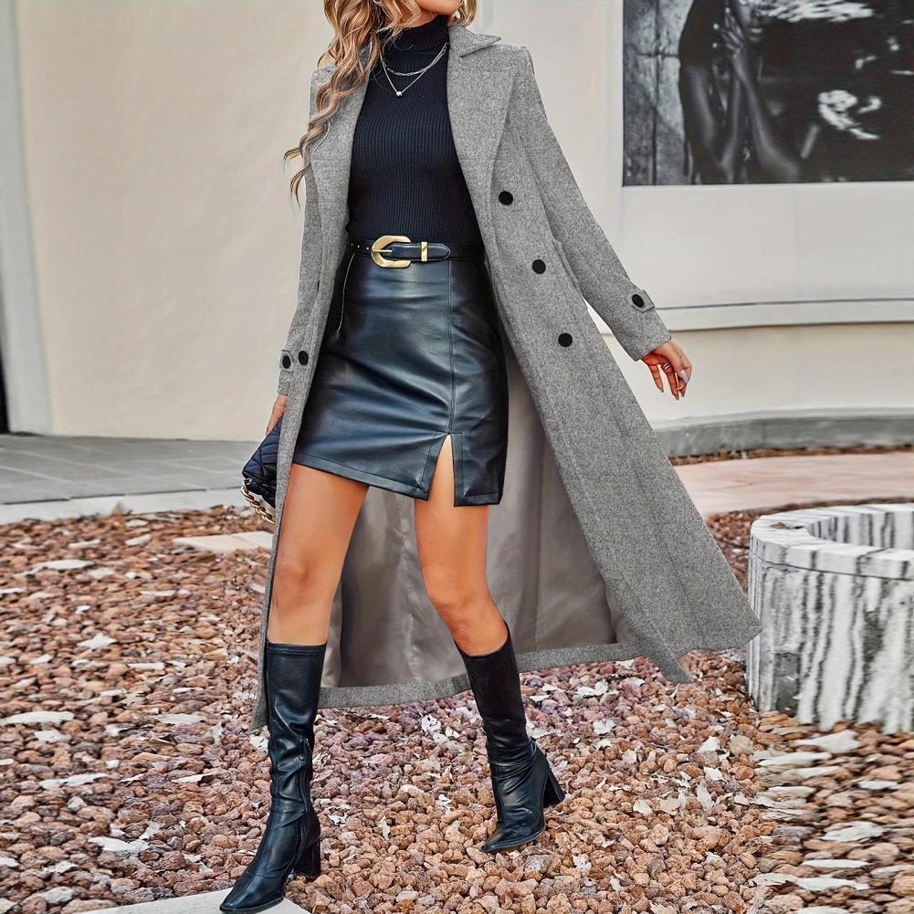 Wool Coat Peacoat - Женское длинное шерстяное пальто на осень-зиму,