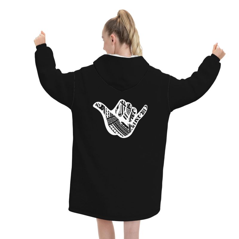 Одеяло с полинезийским татуиро – обзор и цена Sherpa Hoodie Fleece