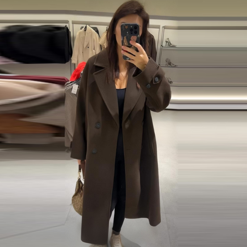 HXAO женское пальто коричневые – обзор и цена Wool Coat Peacoat
