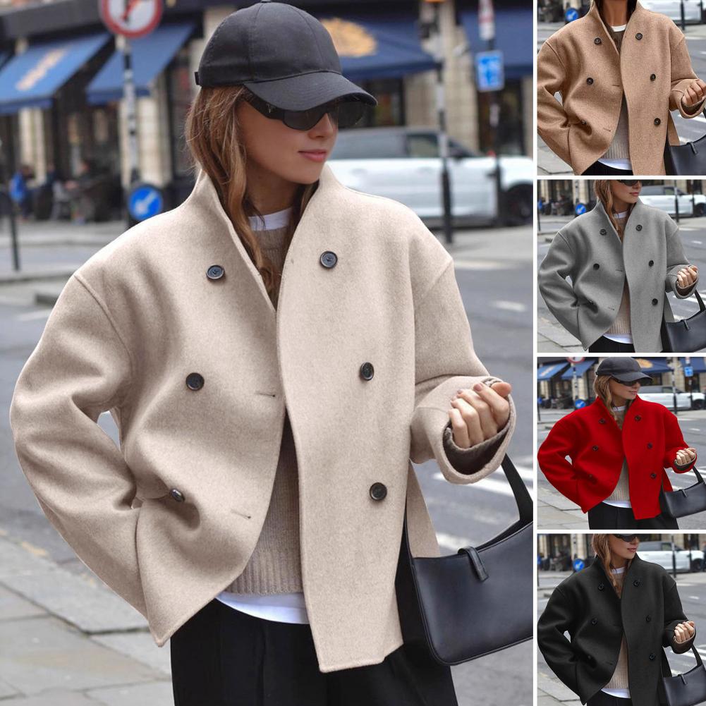 Женское зимнее укороченное шер – обзор и цена Wool Coat Peacoat
