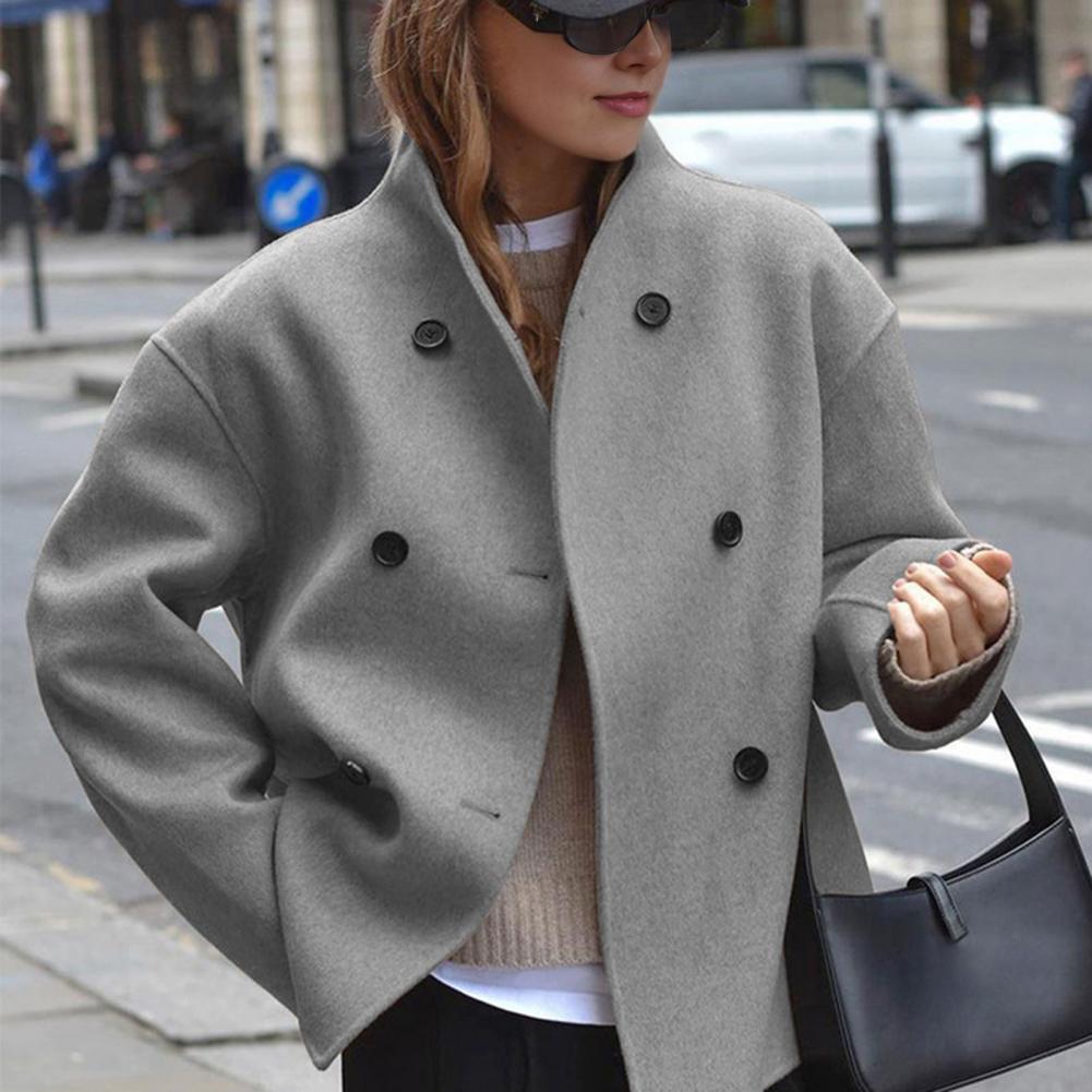 Женское зимнее укороченное шер – обзор и цена Wool Coat Peacoat