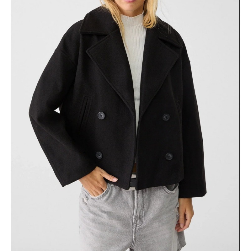 Женский короткий двубортный ше – обзор и цена Wool Coat Peacoat