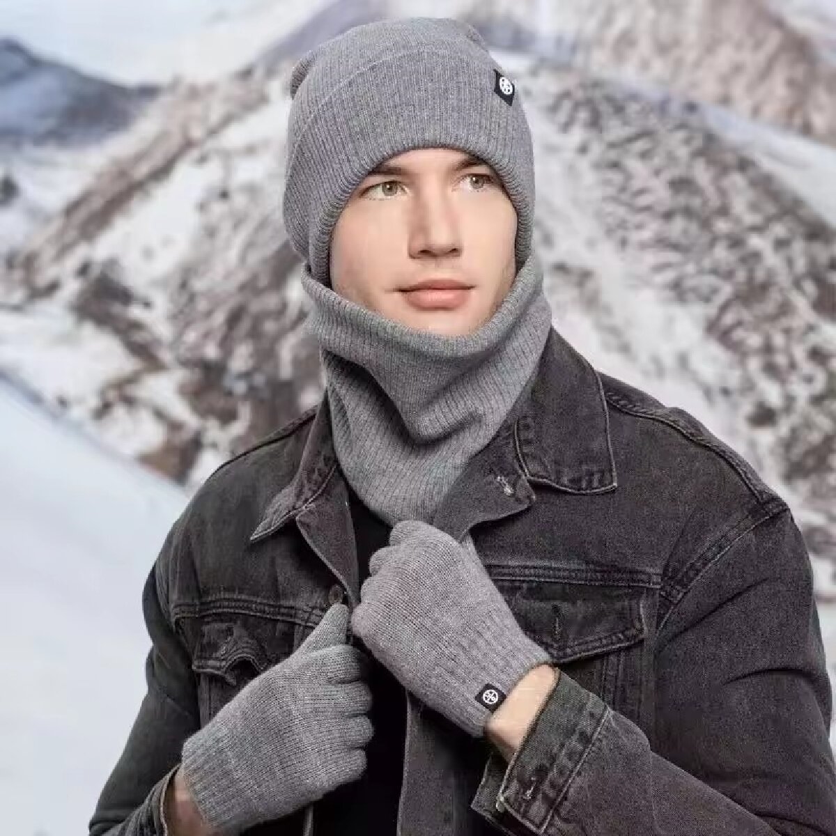 Зимняя шапка-бини, перчатки, с – обзор и цена Wool Scarf Men